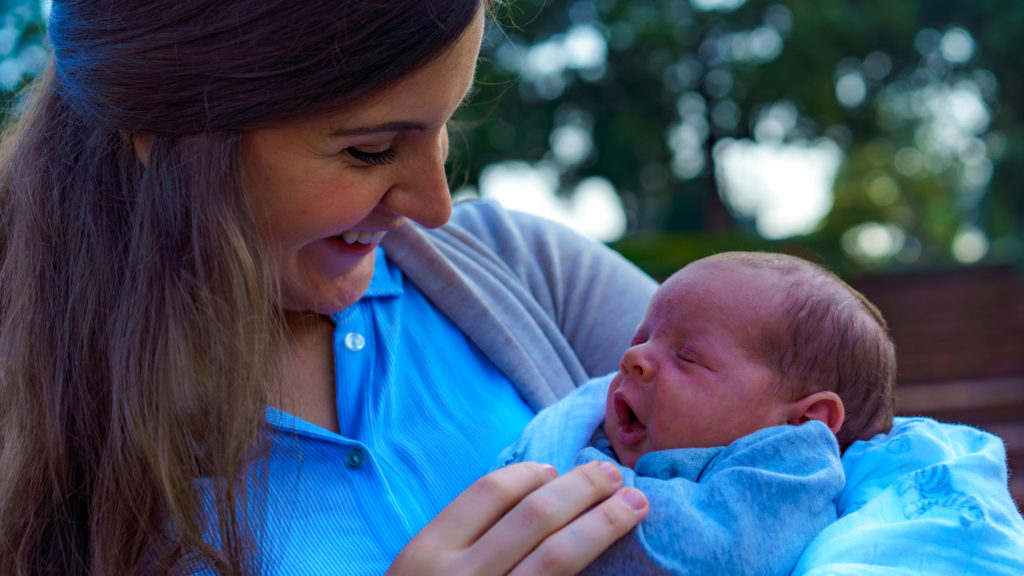 newborn Brazilian-American baby with his mom