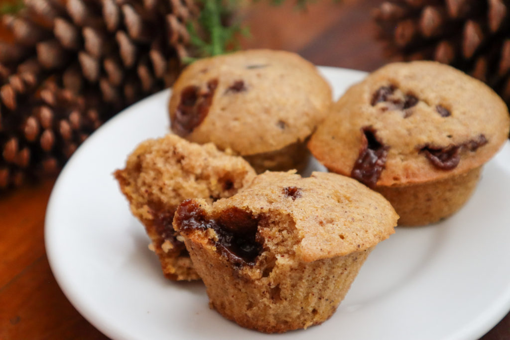 chocolate caramel pumpkin muffins