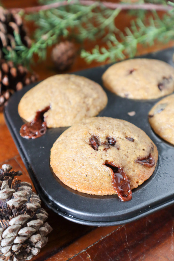 chocolate caramel pumpkin muffins